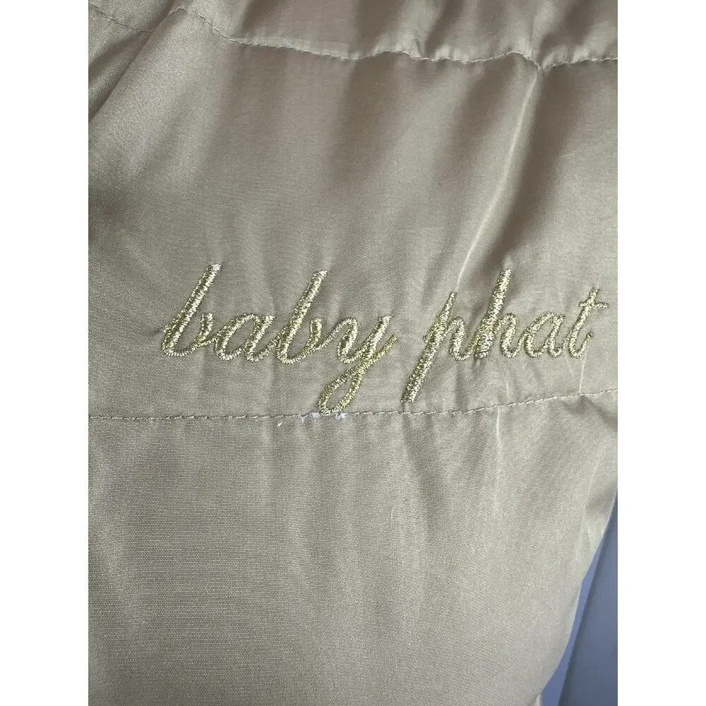 Vintage Y2K Baby Phat Feather Down Puffer Vest Gold Button Zip Womens Size Large - Picture 13 of 16